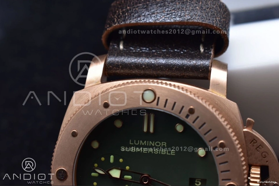 Super Edition N Bronzo Calfskin P.9000 PAM382 VSF 987 V Clone Strap 1:1 Distressed WrinkleFree Best on Brown 1008